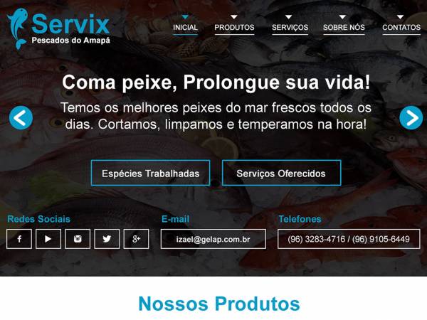 Trabalha na linha completa de peixe, camarões e outros frutos do mar